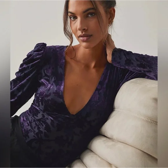 Free People NWT's Intimately Magic Hour Bodysuit- Deep Sea Combo - Picture 2 of 6